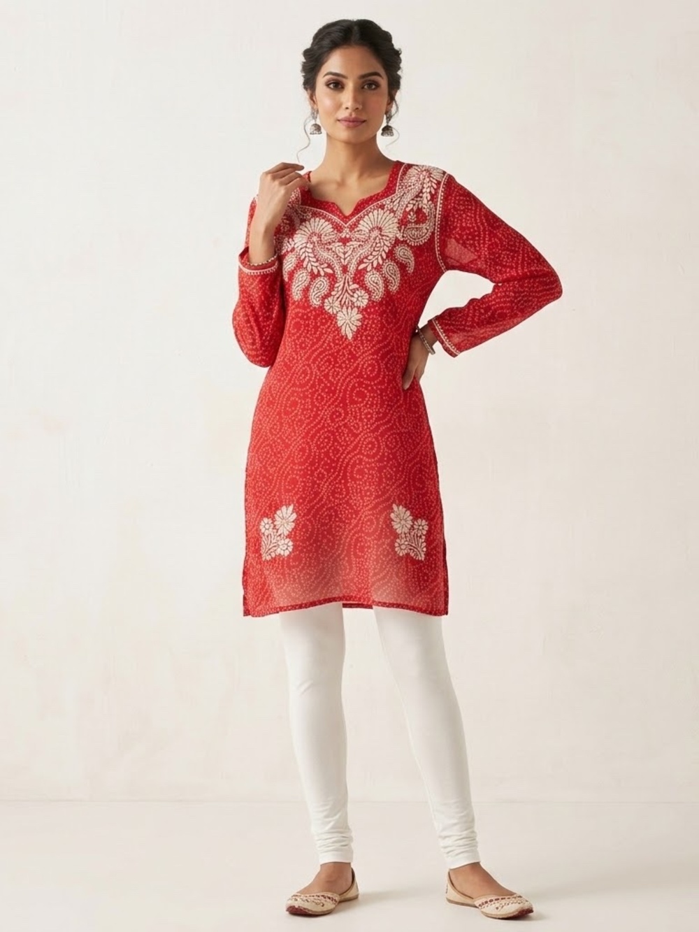 Embroidered Bright Red Kurti